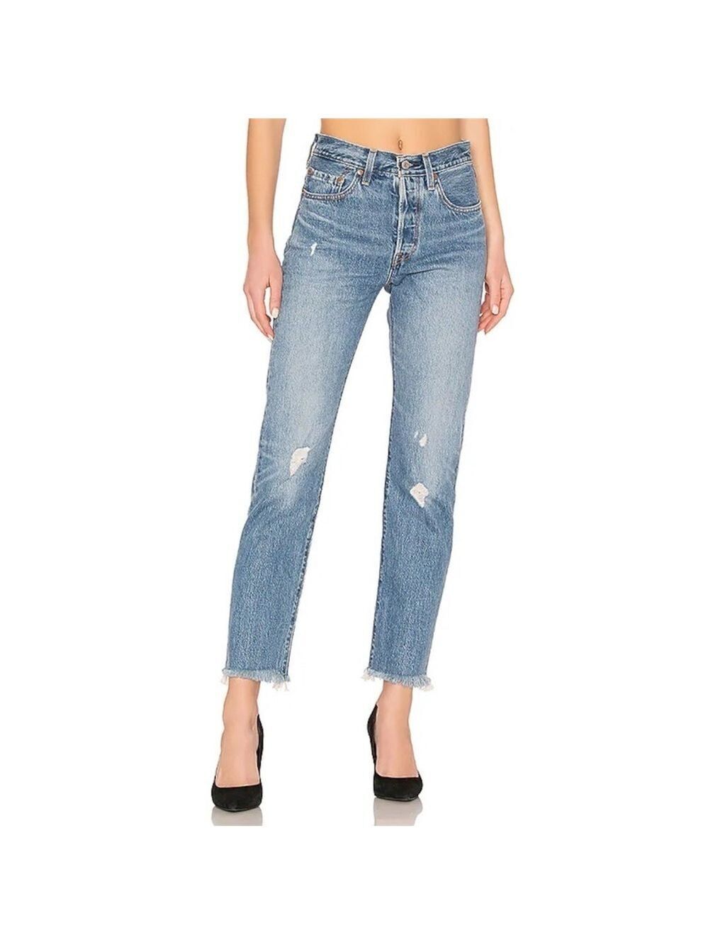Levi’s 501 Jean in Truth Unfolds Size 26 High Waist Frayed Hem